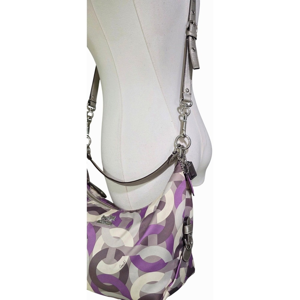 Coach Poppy Madison Shoulder Bag Womens Medium Purple Silver 14291 - Picture 10 of 16